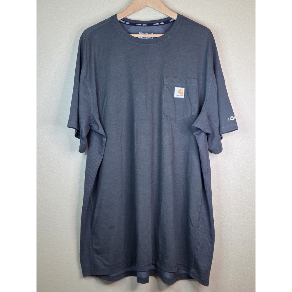 Carhartt Force Relaxed Fit 2XLT Short Sleeve T-Shirt Work Pocket Heather Gray